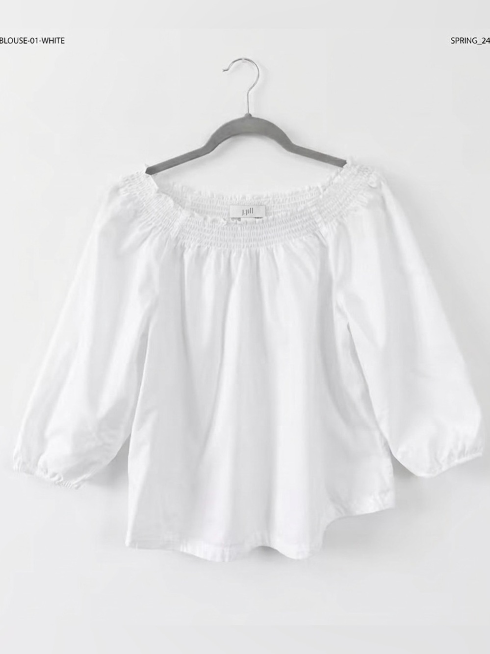J. Jill White Smocked Convertible Off-Shoulder Peasant Blouse capsule wardrobe